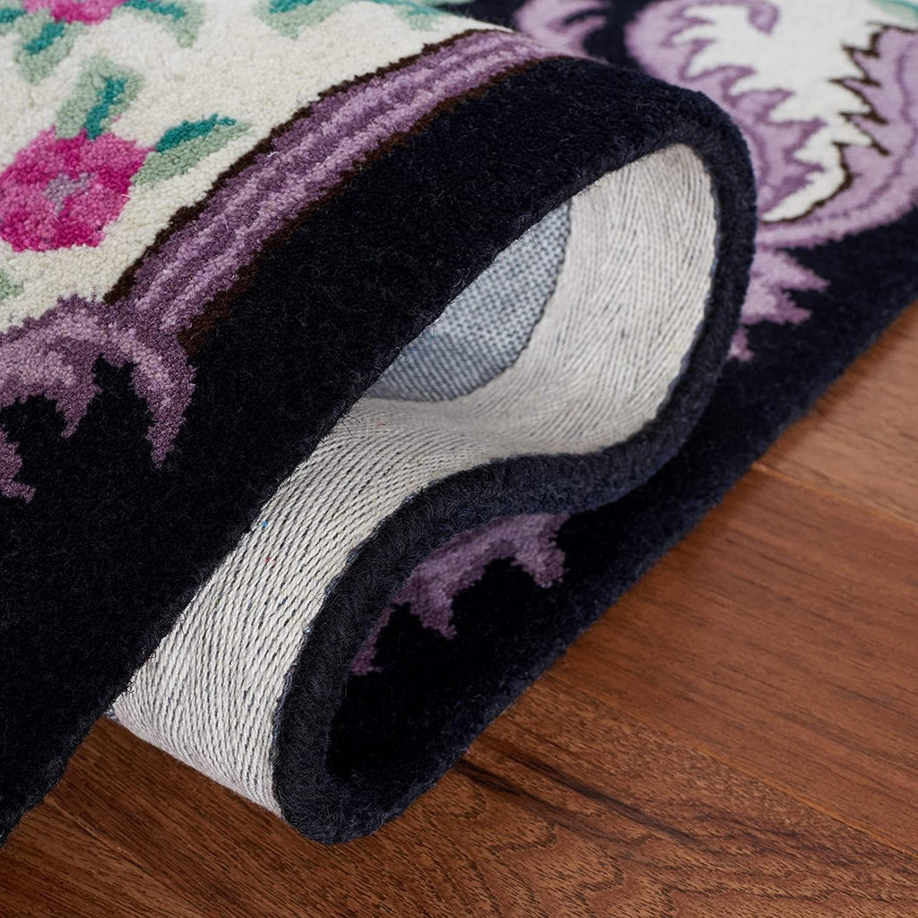 Floral Woolen Handmade Rectangular Bedroom Drawing Room Hall and Floor