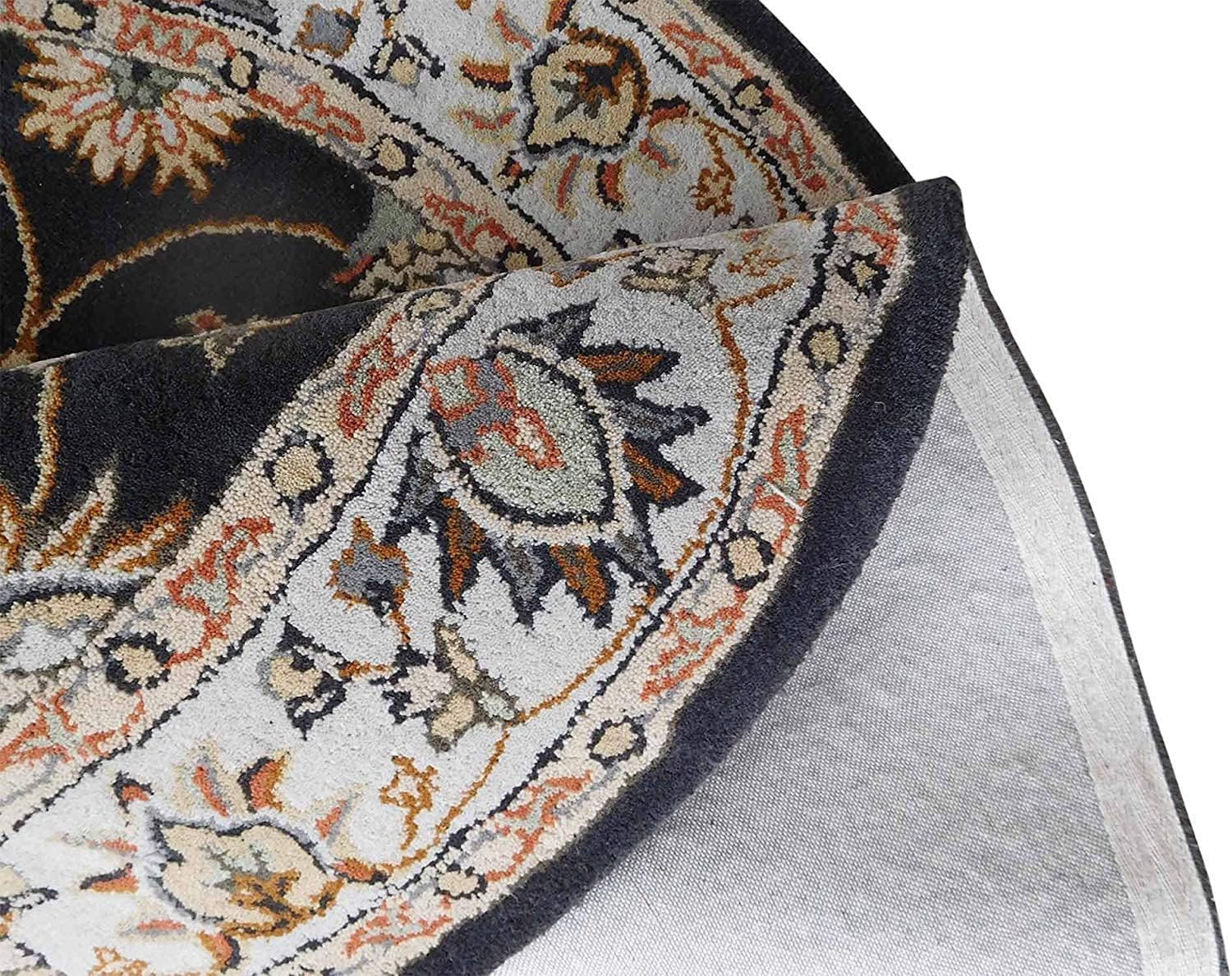 Export Quality Handmade Floral Woollen Round Carpet for Living Room