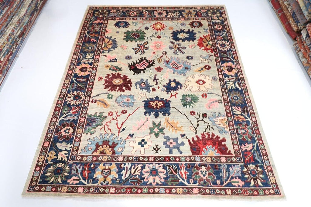 Hand Knotted Oushak Rug for Living Room, Dining Room, Office, Bedroom, Hand Knotted Wool Rug