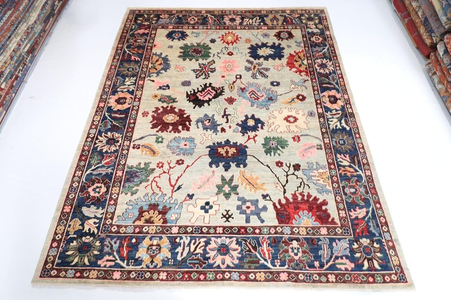 Hand Knotted Oushak Rug for Living Room, Dining Room, Office, Bedroom, Hand Knotted Wool Rug