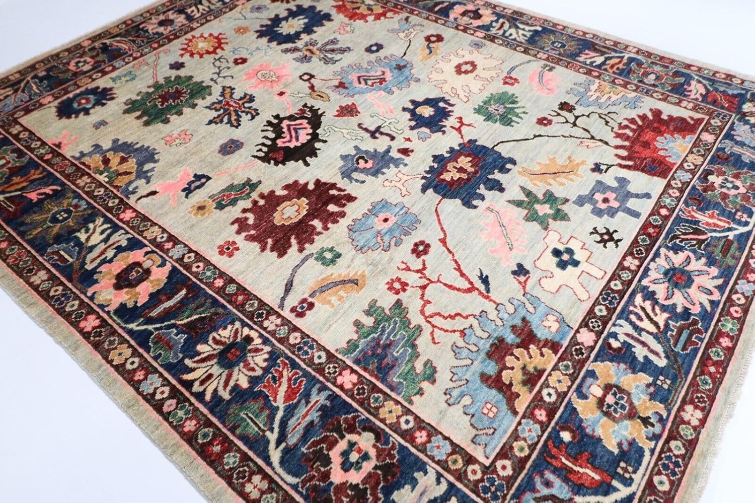 Hand Knotted Oushak Rug for Living Room, Dining Room, Office, Bedroom, Hand Knotted Wool Rug