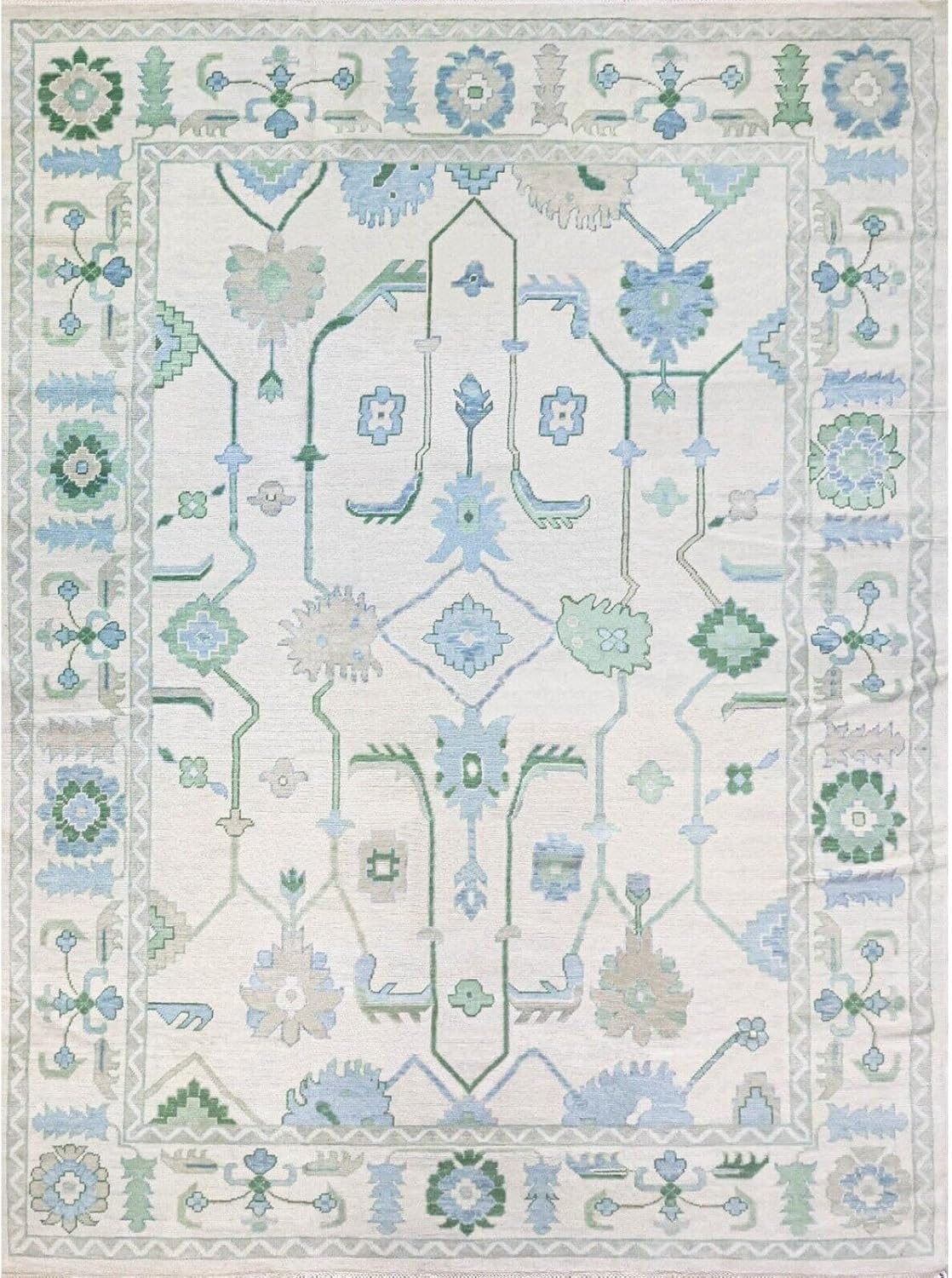 Hand Knotted Oushak Rug for Living Room, Dining Room, Office, Bedroom, Hand Knotted Wool Rug