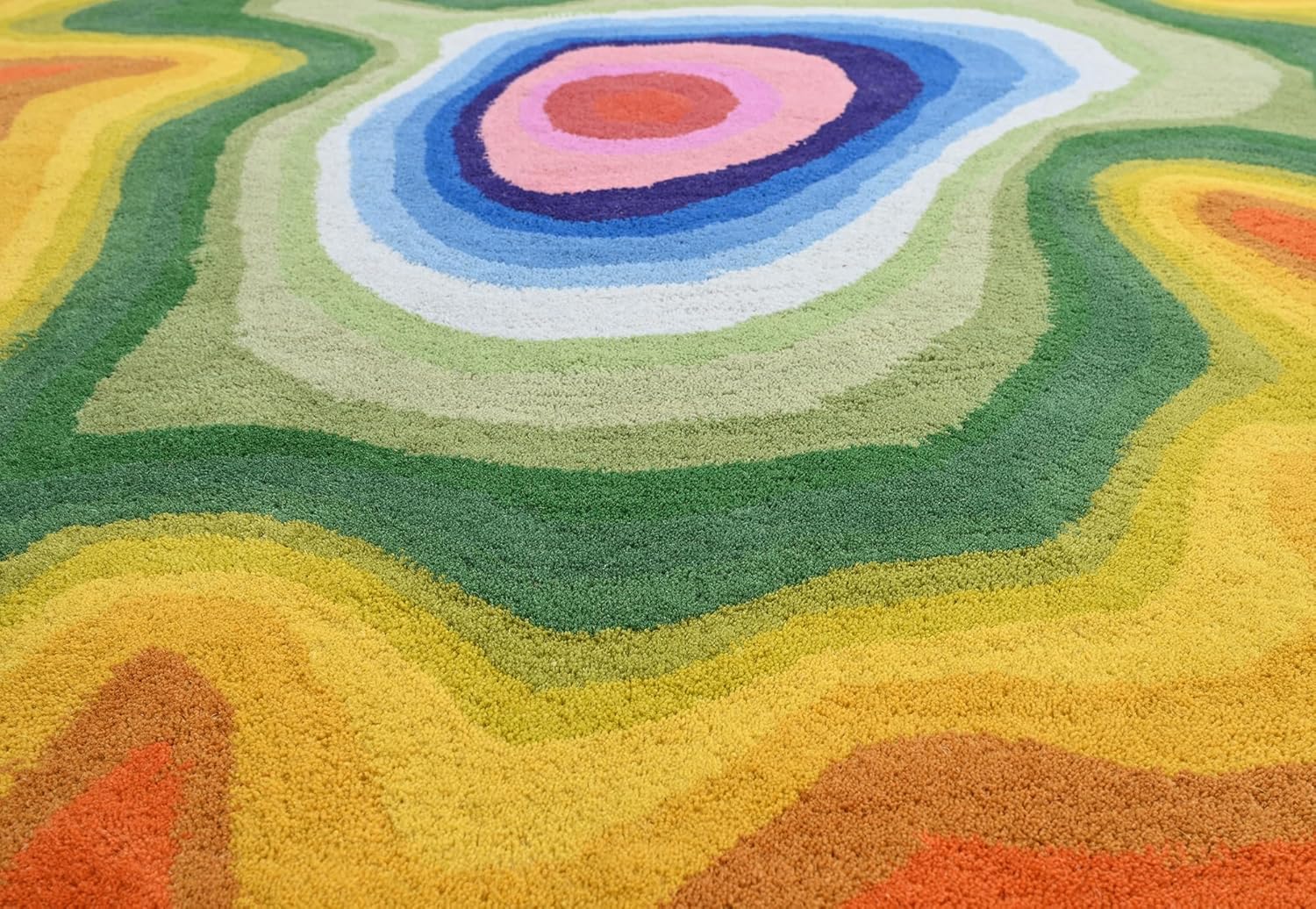 Irregular Shaped Handmade Wool Rug | Modern Colourful Stripe Premium Area Rug Perfect for Home Decor