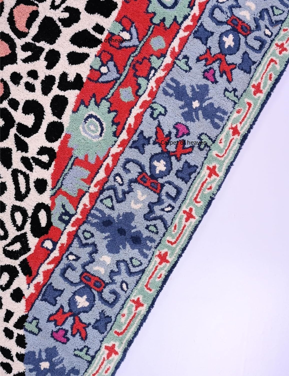 Hand-Tufted Bengal Tiger Animal Print Wool Area Rug - Featuring Symmetrical Palm Leaves Design, Ideal for Living Room, Bedroom, Kitchen & Office, Thick & Durable