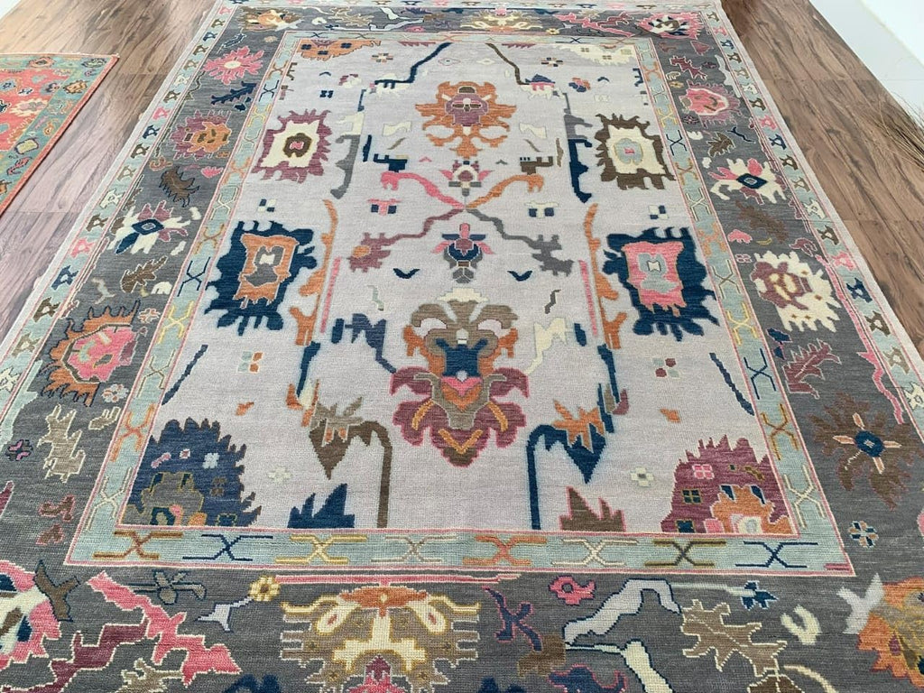 Hand Knotted Oushak Rug for Living Room, Dining Room, Office, Bedroom, Hand Knotted Wool Rug