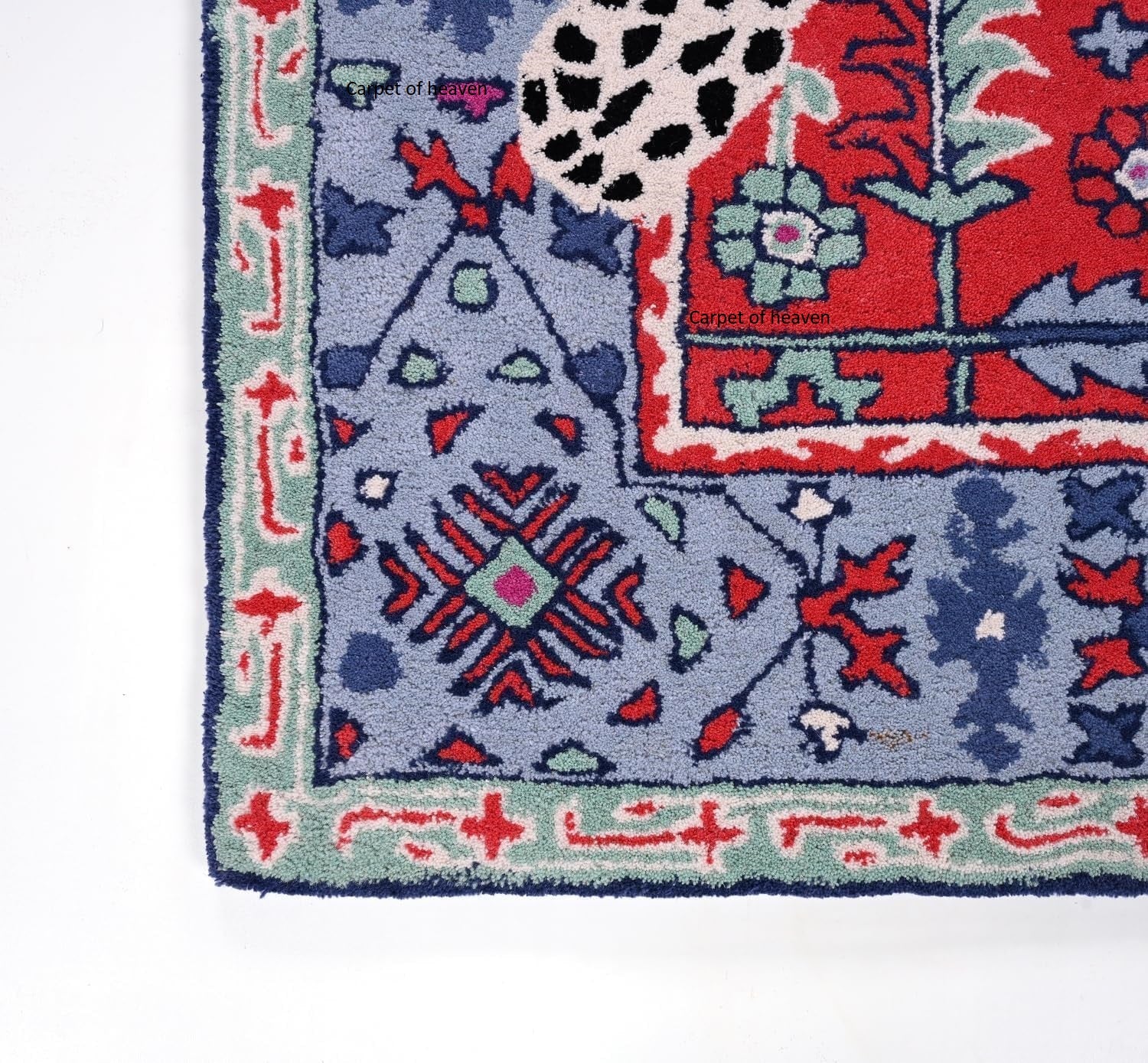 Hand-Tufted Bengal Tiger Animal Print Wool Area Rug - Featuring Symmetrical Palm Leaves Design, Ideal for Living Room, Bedroom, Kitchen & Office, Thick & Durable