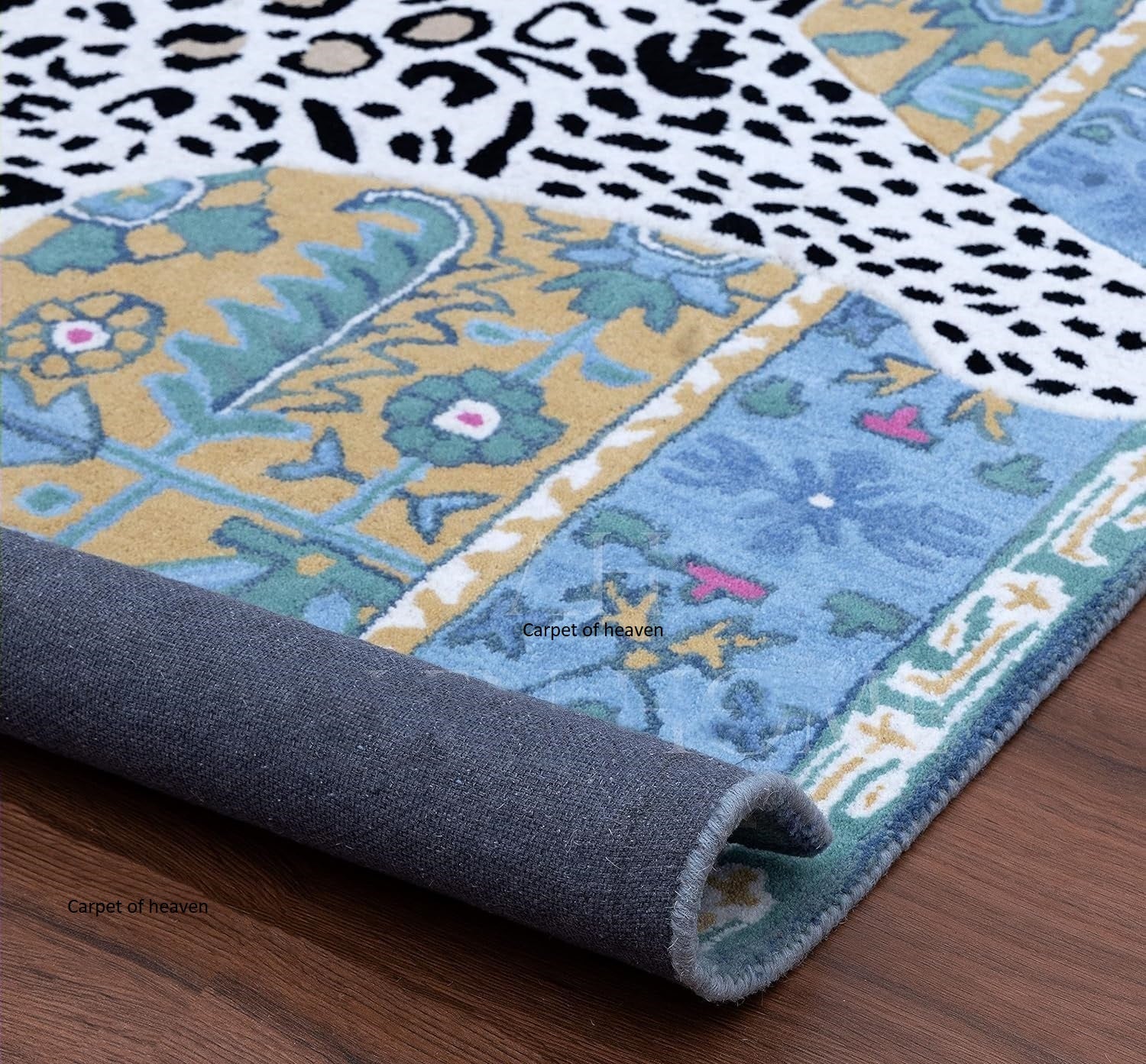 Hand-Tufted Bengal Tiger Animal Print Wool Area Rug - Featuring Symmetrical Palm Leaves Design, Ideal for Living Room, Bedroom, Kitchen & Office, Thick & Durable