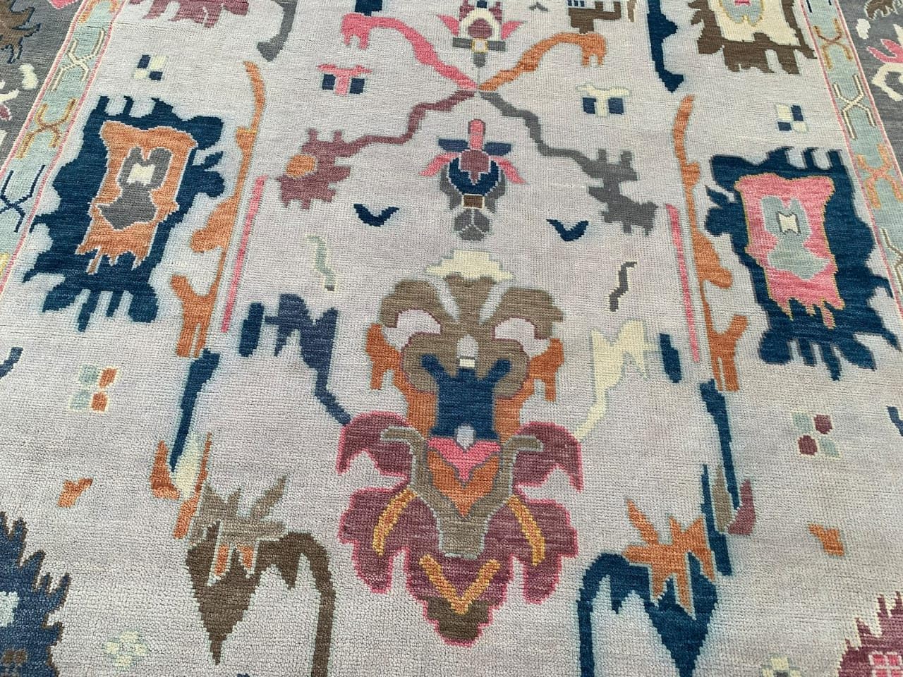 Hand Knotted Oushak Rug for Living Room, Dining Room, Office, Bedroom, Hand Knotted Wool Rug