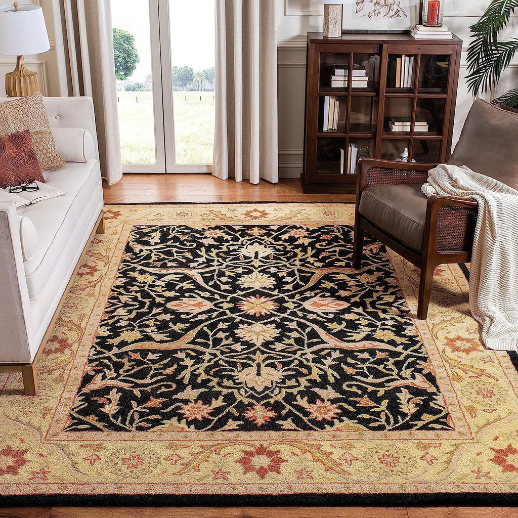 Floral Woolen Handmade Rectangular Bedroom Drawing Room Hall and Floor
