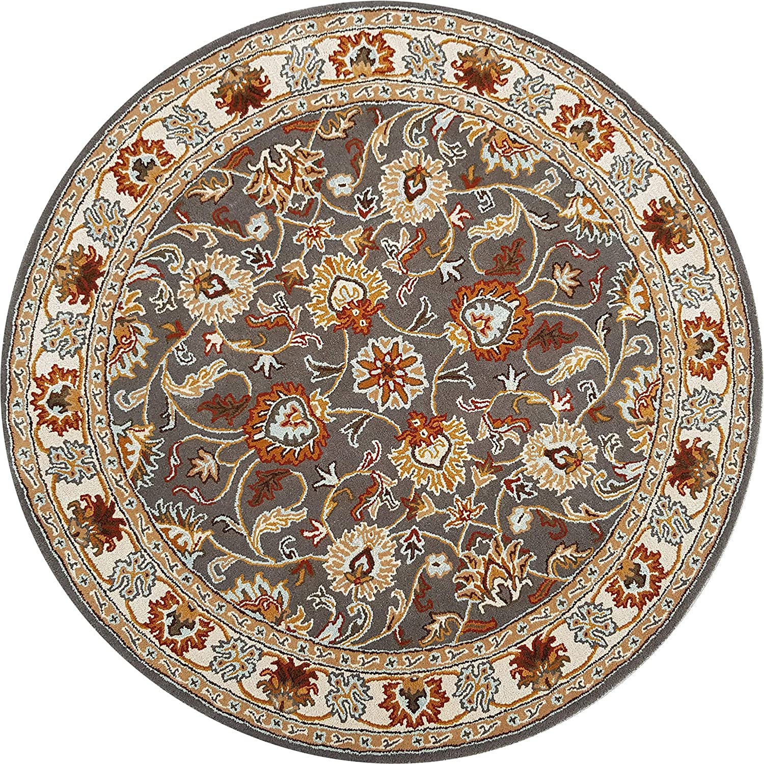 Export Quality Handmade Floral Woollen Round Carpet for Living Room