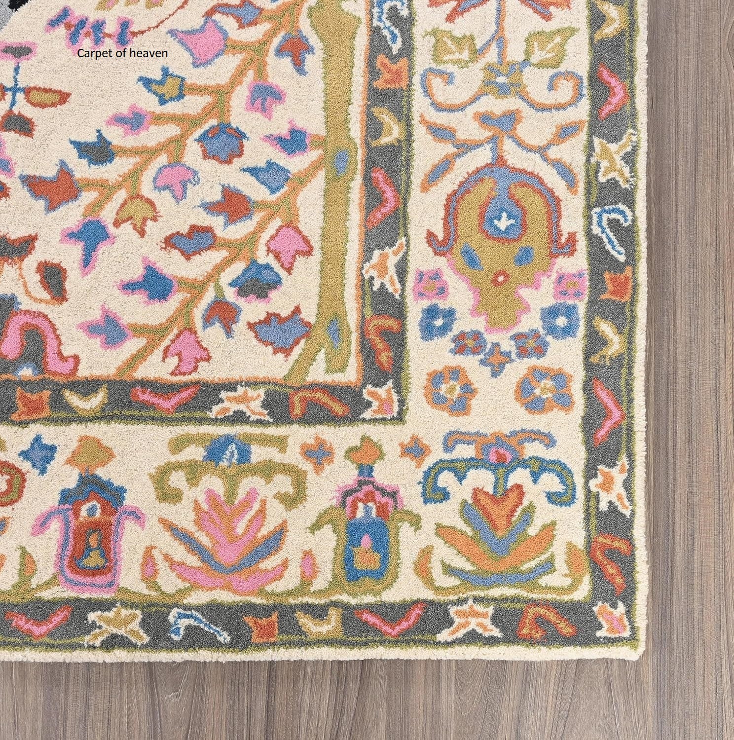 Hand-Tufted Bengal Tiger Animal Print Wool Area Rug - Featuring Symmetrical Palm Leaves Design, Ideal for Living Room, Bedroom, Kitchen & Office, Thick & Durable