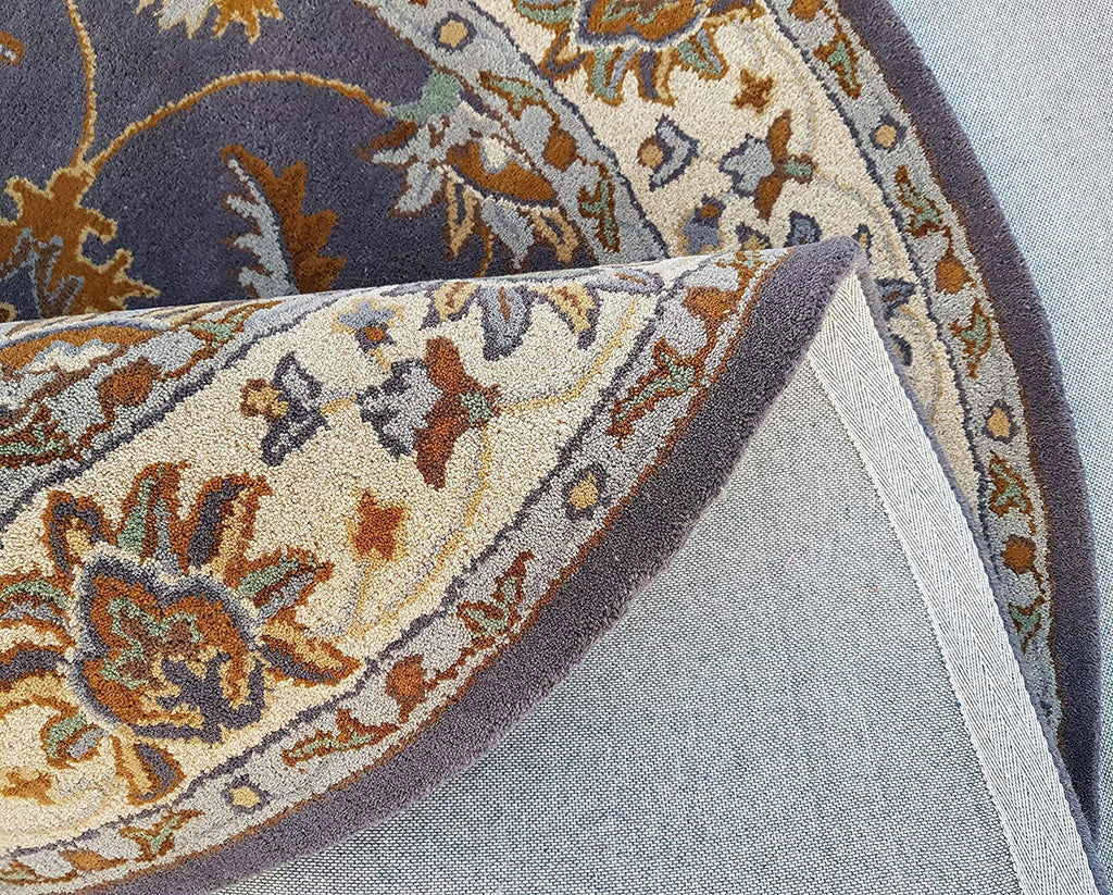 Export Quality Handmade Floral Woollen Round Carpet for Living Room