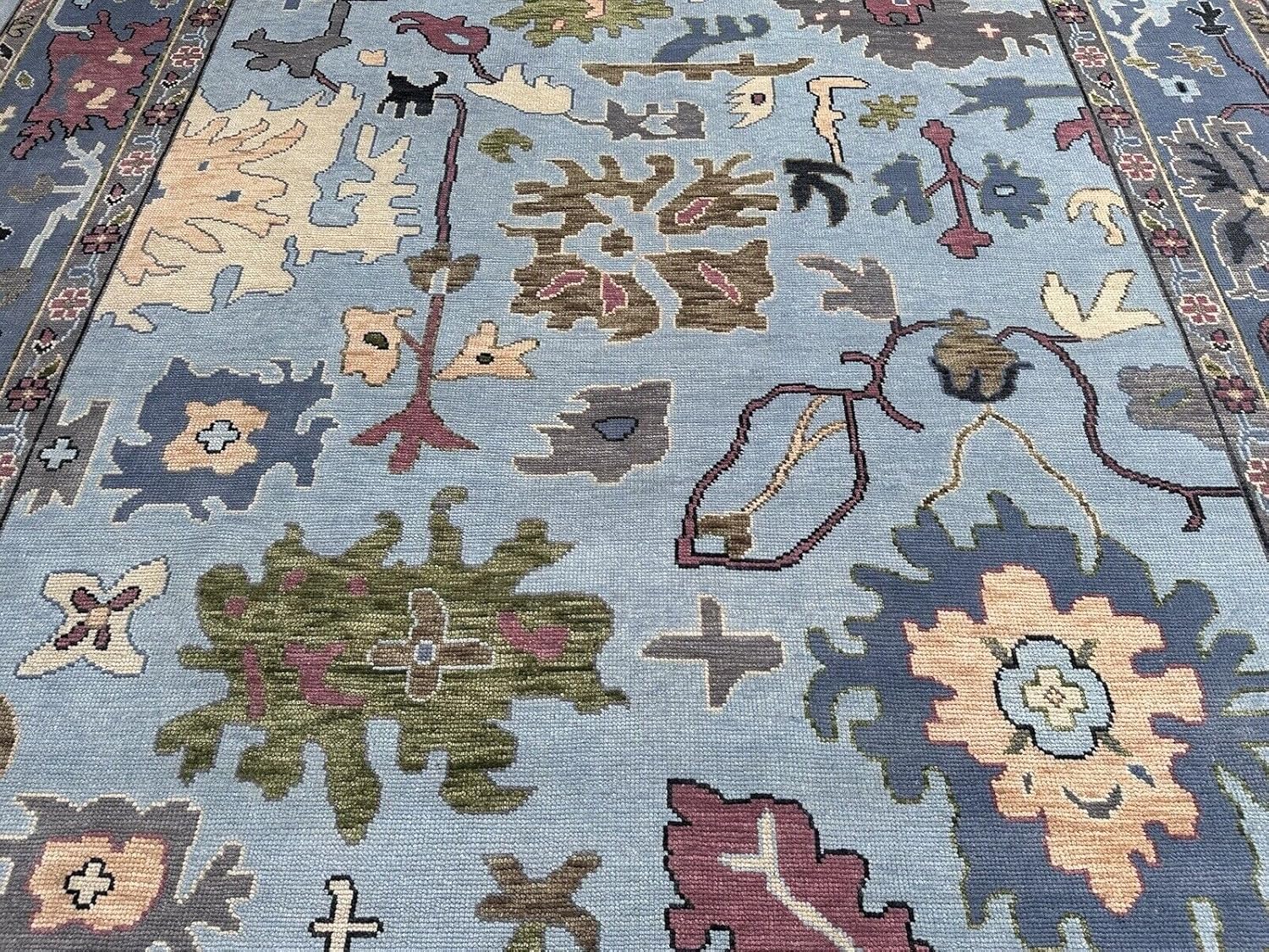 Hand Knotted Oushak Rug for Living Room, Dining Room, Office, Bedroom, Hand Knotted Wool Rug