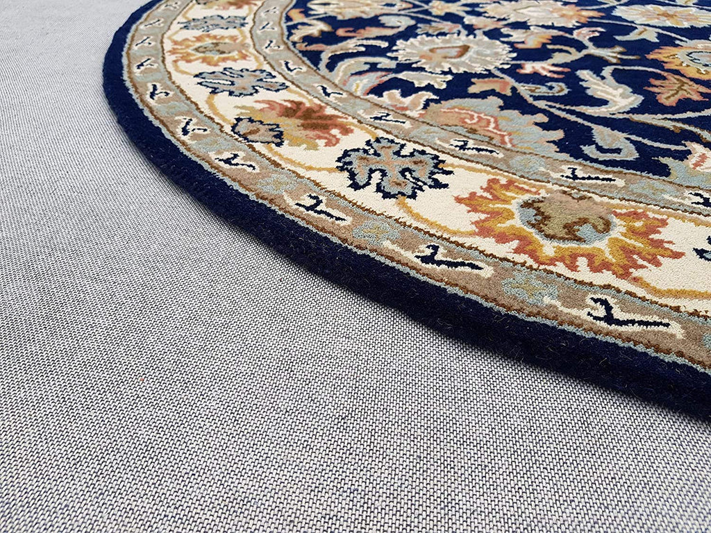 Export Quality Handmade Floral Woollen Round Carpet for Living Room