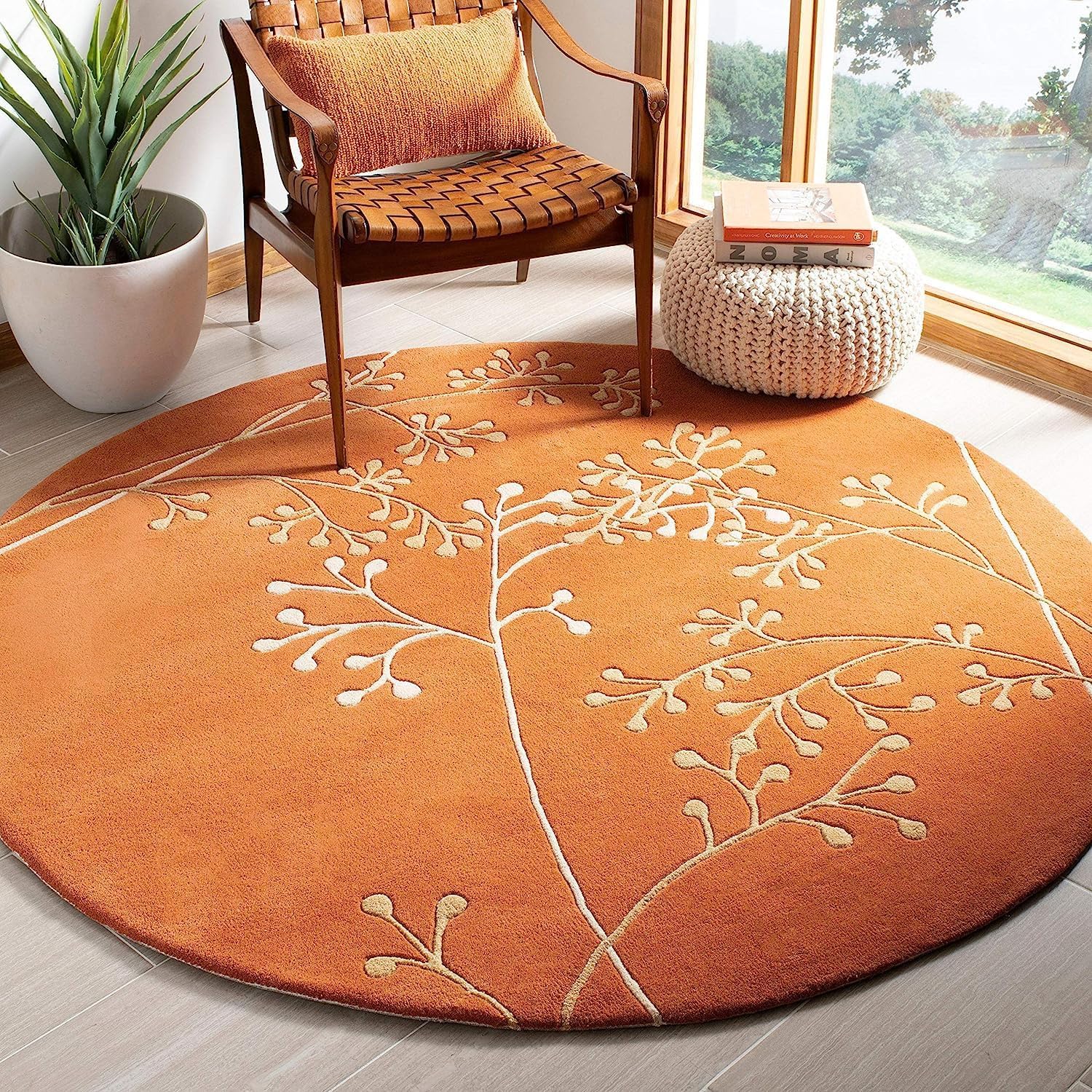 Export Quality Handmade Woollen Round Carpet – Elegant Living Room Floor Rug