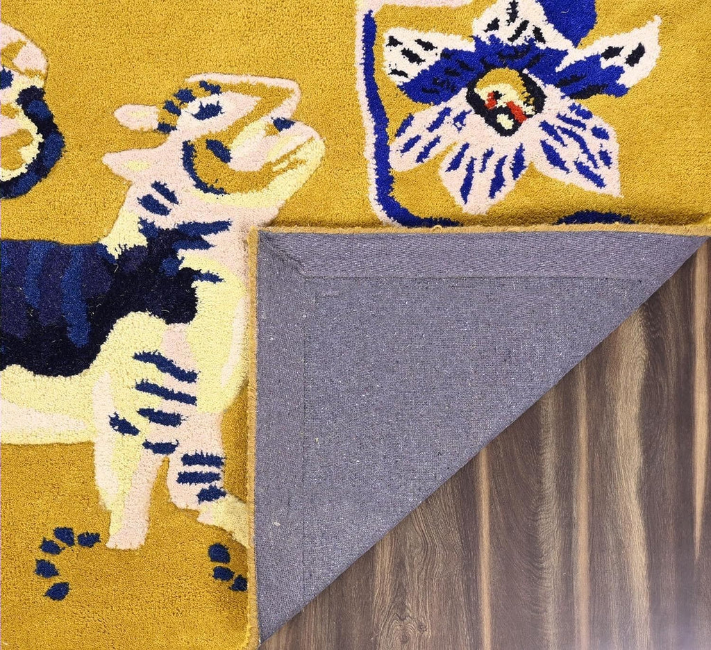 Handmade Colorful Roses Floral Wool Area Rug | Thick & Soft Carpet for Living, Bedroom & Kitchen Deco