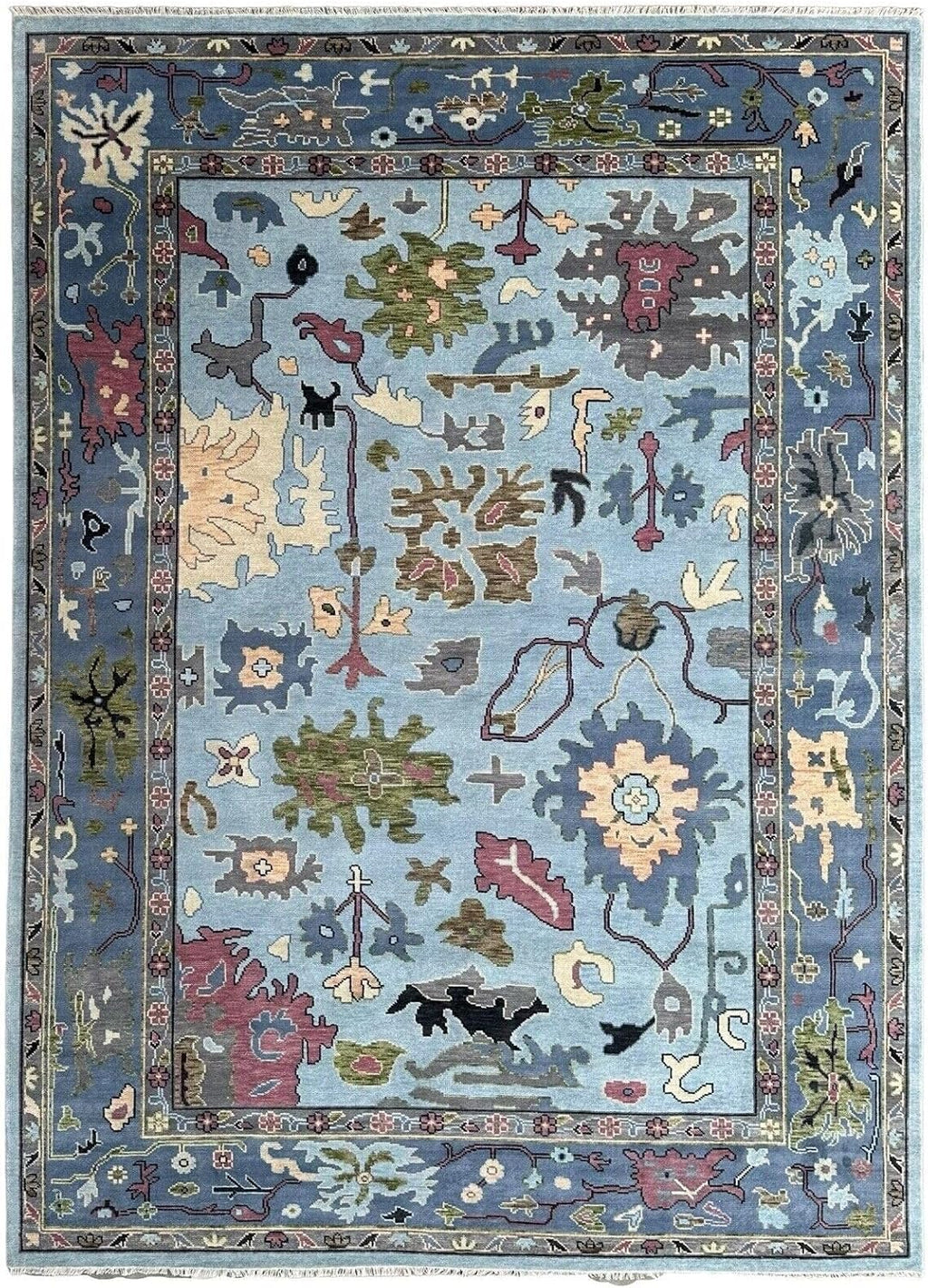 Hand Knotted Oushak Rug for Living Room, Dining Room, Office, Bedroom, Hand Knotted Wool Rug