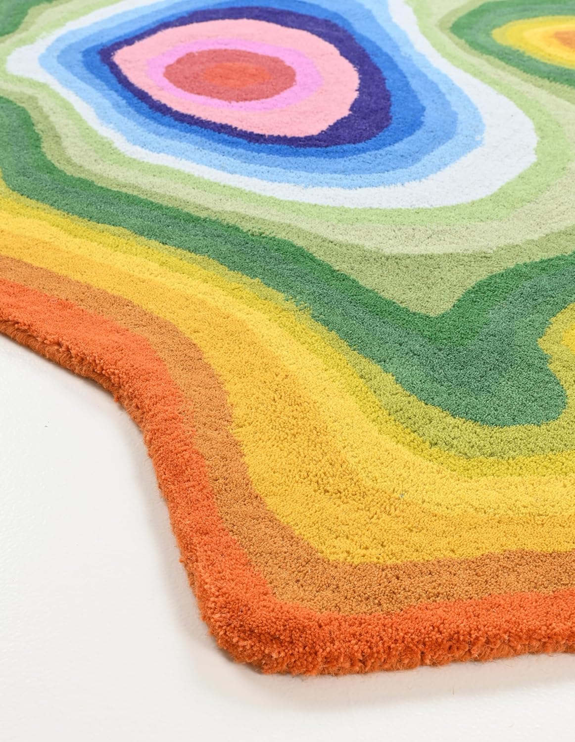 Irregular Shaped Handmade Wool Rug | Modern Colourful Stripe Premium Area Rug Perfect for Home Decor