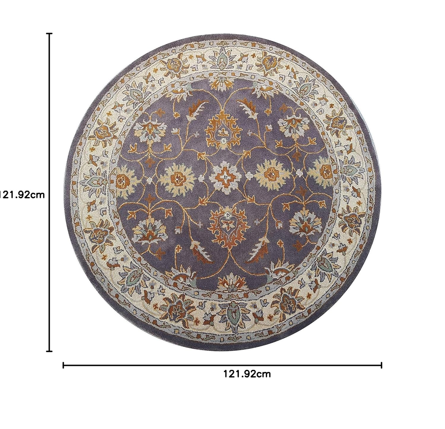Export Quality Handmade Floral Woollen Round Carpet for Living Room