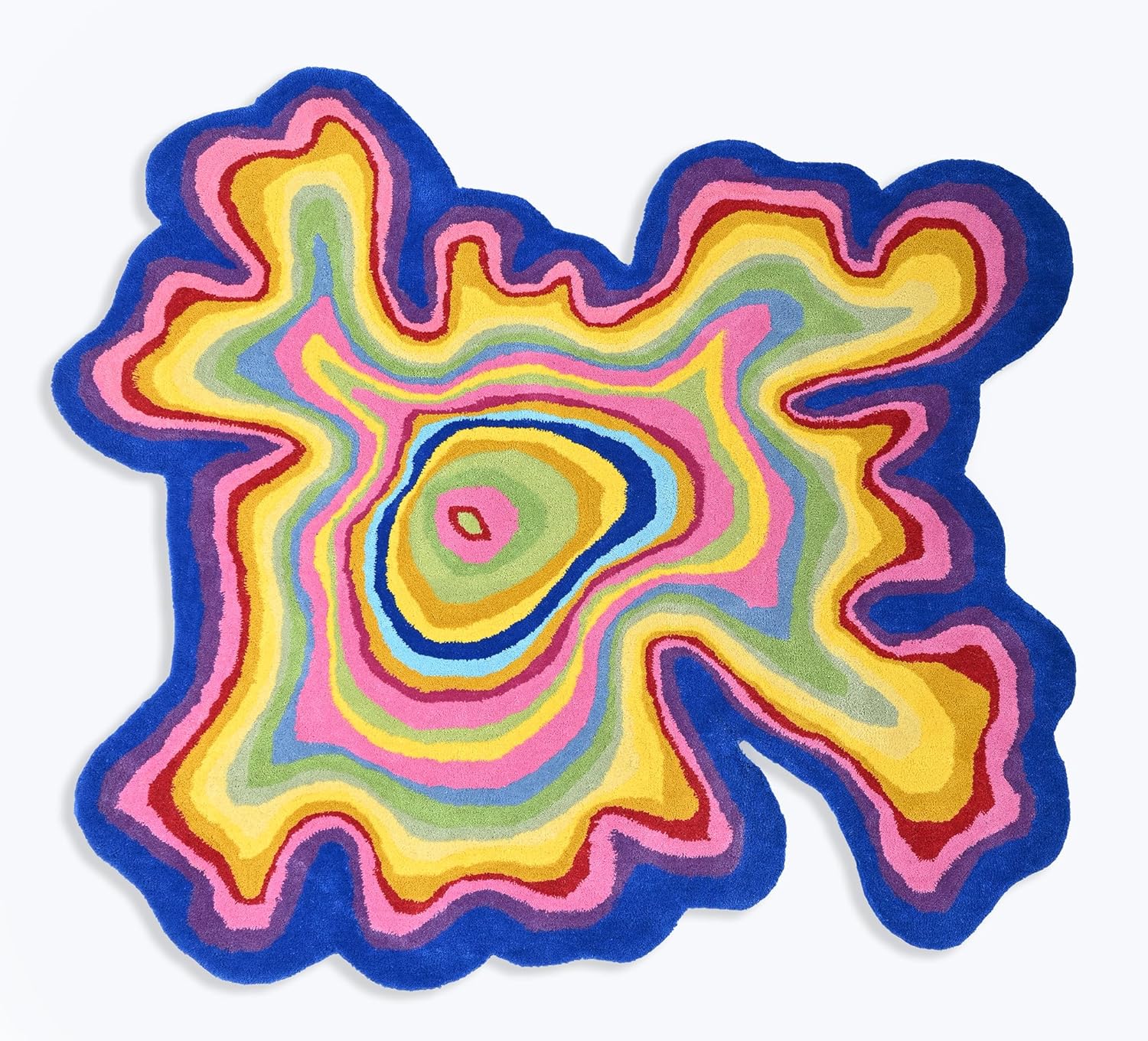 Irregular Shaped Handmade Wool Rug | Modern Colourful Stripe Premium Area Rug Perfect for Home Decor