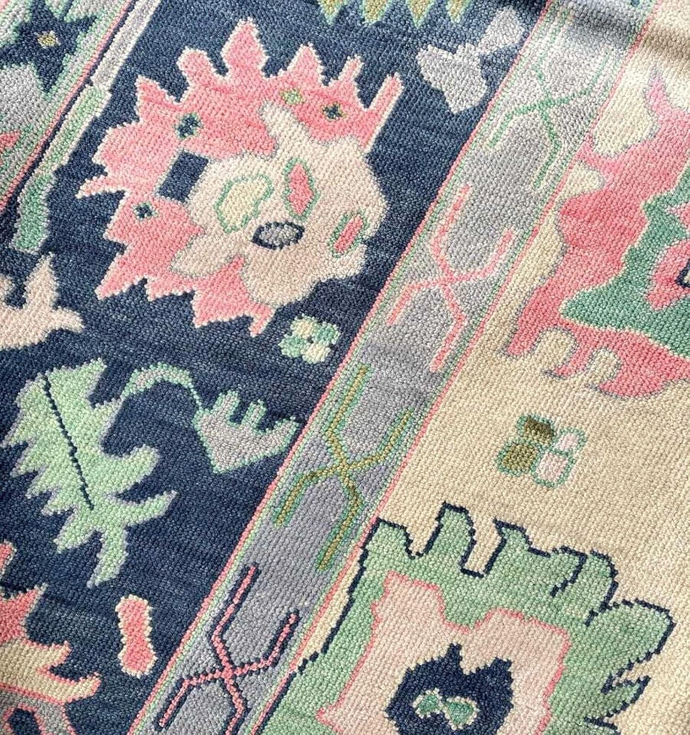 Hand Knotted Oushak Rug for Living Room, Dining Room, Office, Bedroom, Hand Knotted Wool Rug