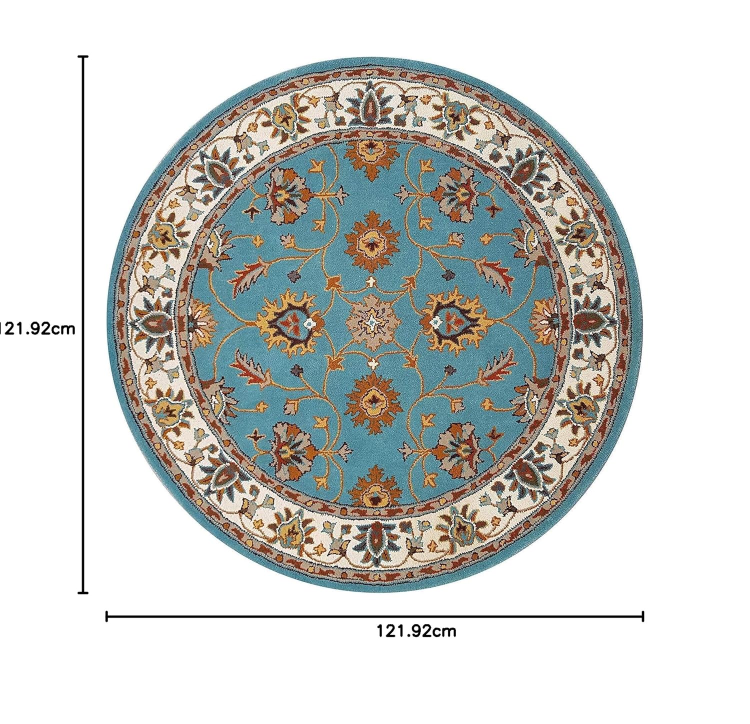 Export Quality Handmade Floral Woollen Round Carpet for Living Room