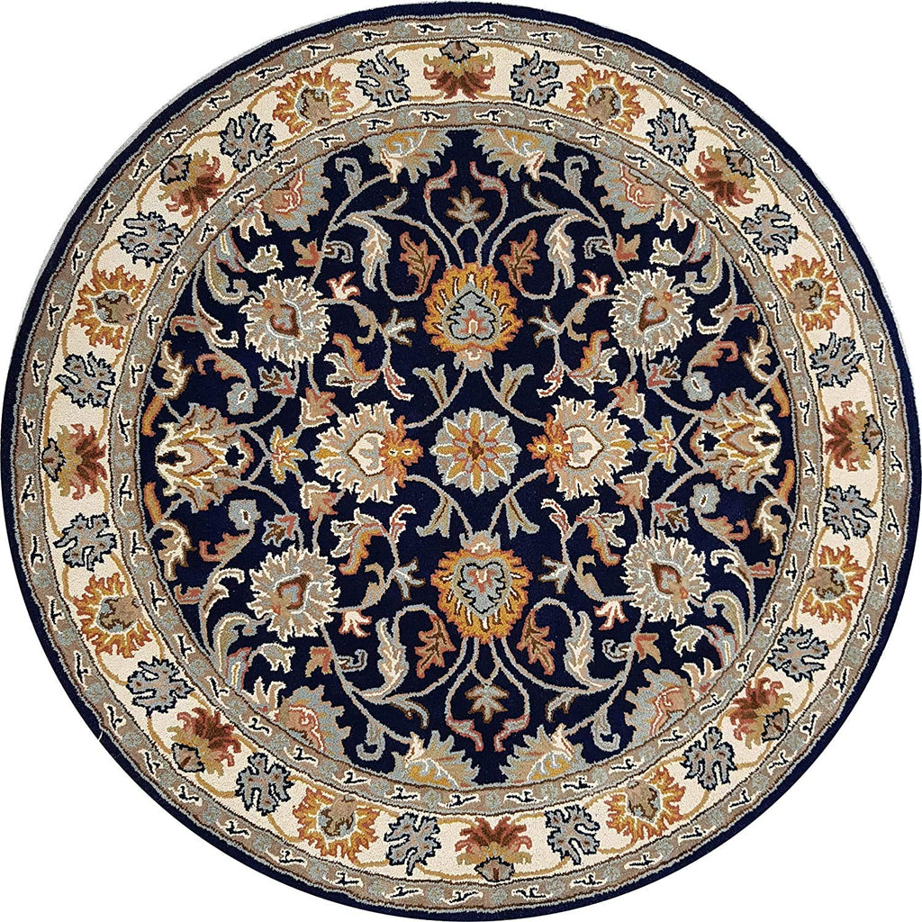 Export Quality Handmade Floral Woollen Round Carpet for Living Room