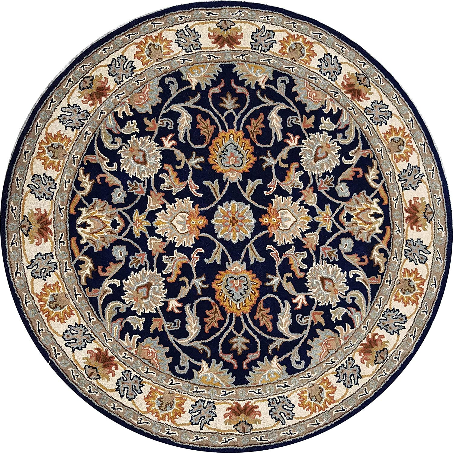 Export Quality Handmade Floral Woollen Round Carpet for Living Room