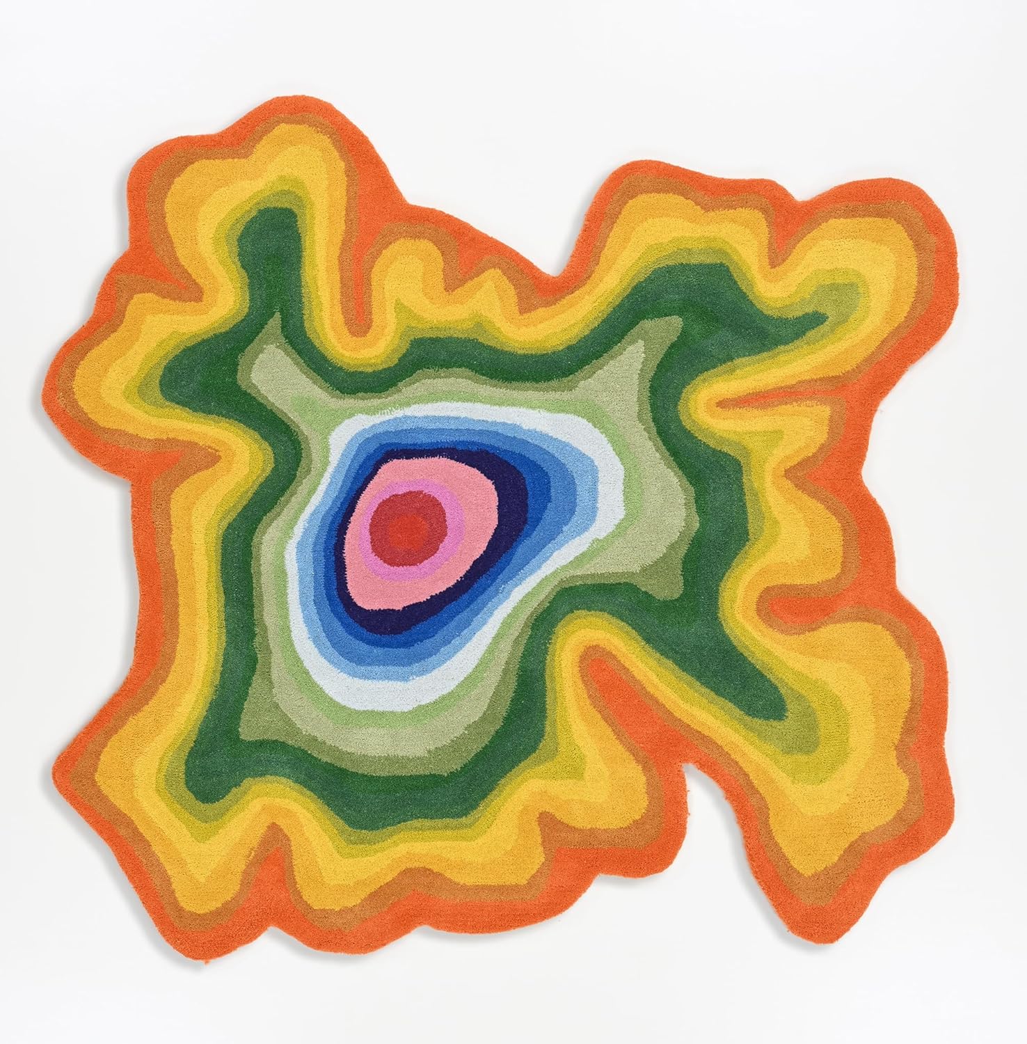 Irregular Shaped Handmade Wool Rug | Modern Colourful Stripe Premium Area Rug Perfect for Home Decor