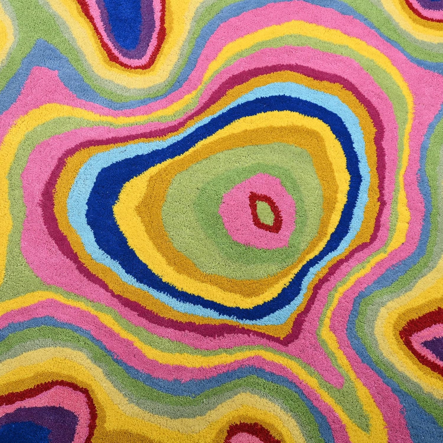 Irregular Shaped Handmade Wool Rug | Modern Colourful Stripe Premium Area Rug Perfect for Home Decor