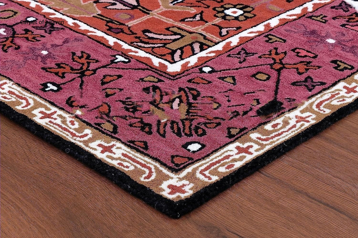 Hand-Tufted Bengal Tiger Animal Print Wool Area Rug - Featuring Symmetrical Palm Leaves Design, Ideal for Living Room, Bedroom, Kitchen & Office, Thick & Durable