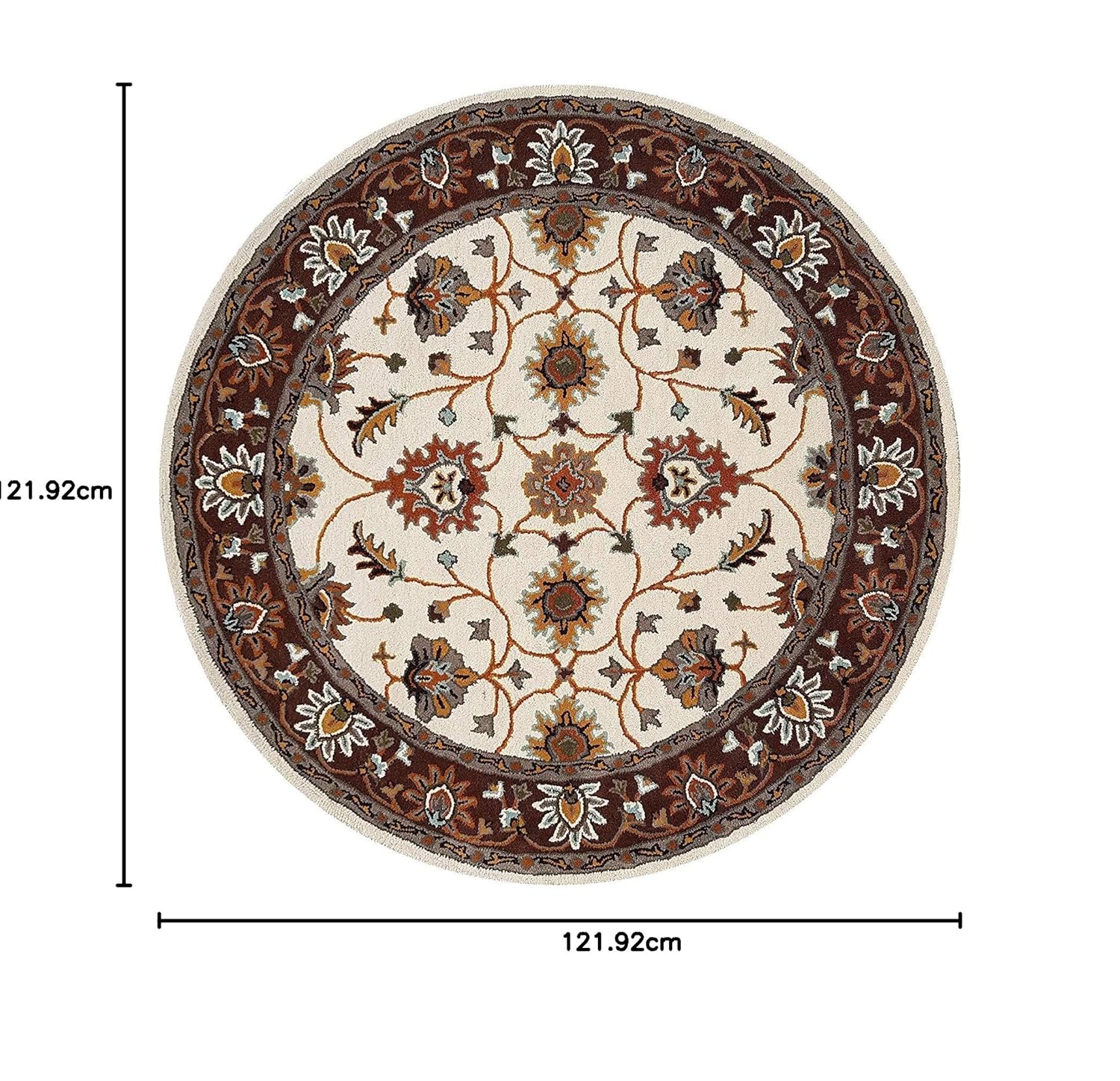 Export Quality Handmade Floral Woollen Round Carpet for Living Room
