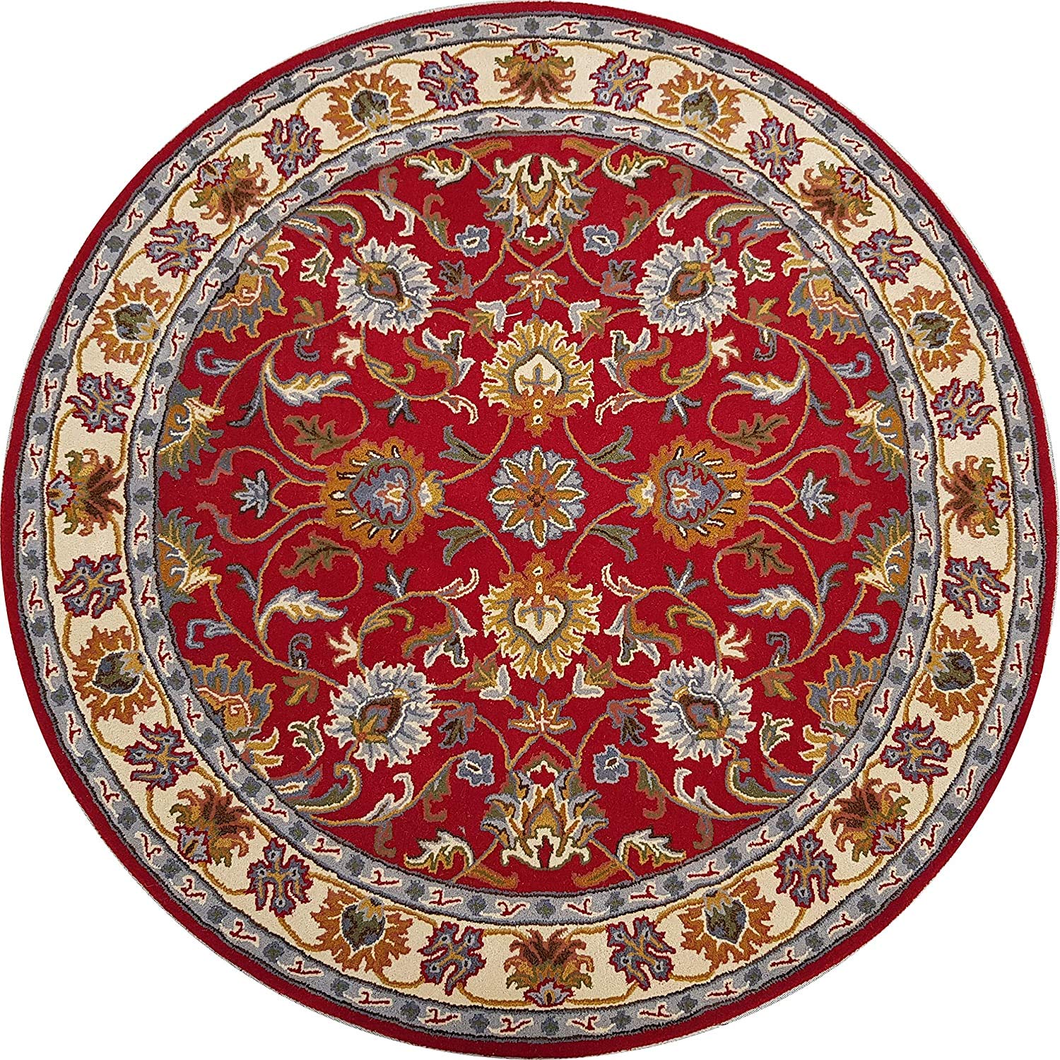 Export Quality Handmade Floral Woollen Round Carpet for Living Room