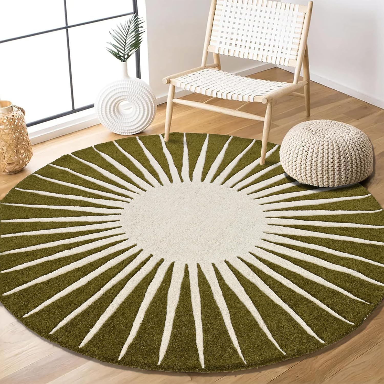 Export Quality Handmade Woollen Round Carpet – Elegant Living Room Floor Rug