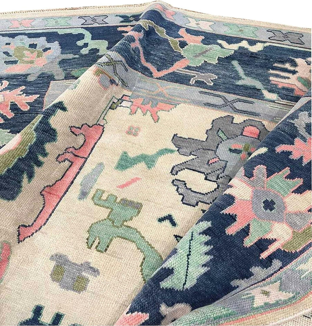 Hand Knotted Oushak Rug for Living Room, Dining Room, Office, Bedroom, Hand Knotted Wool Rug