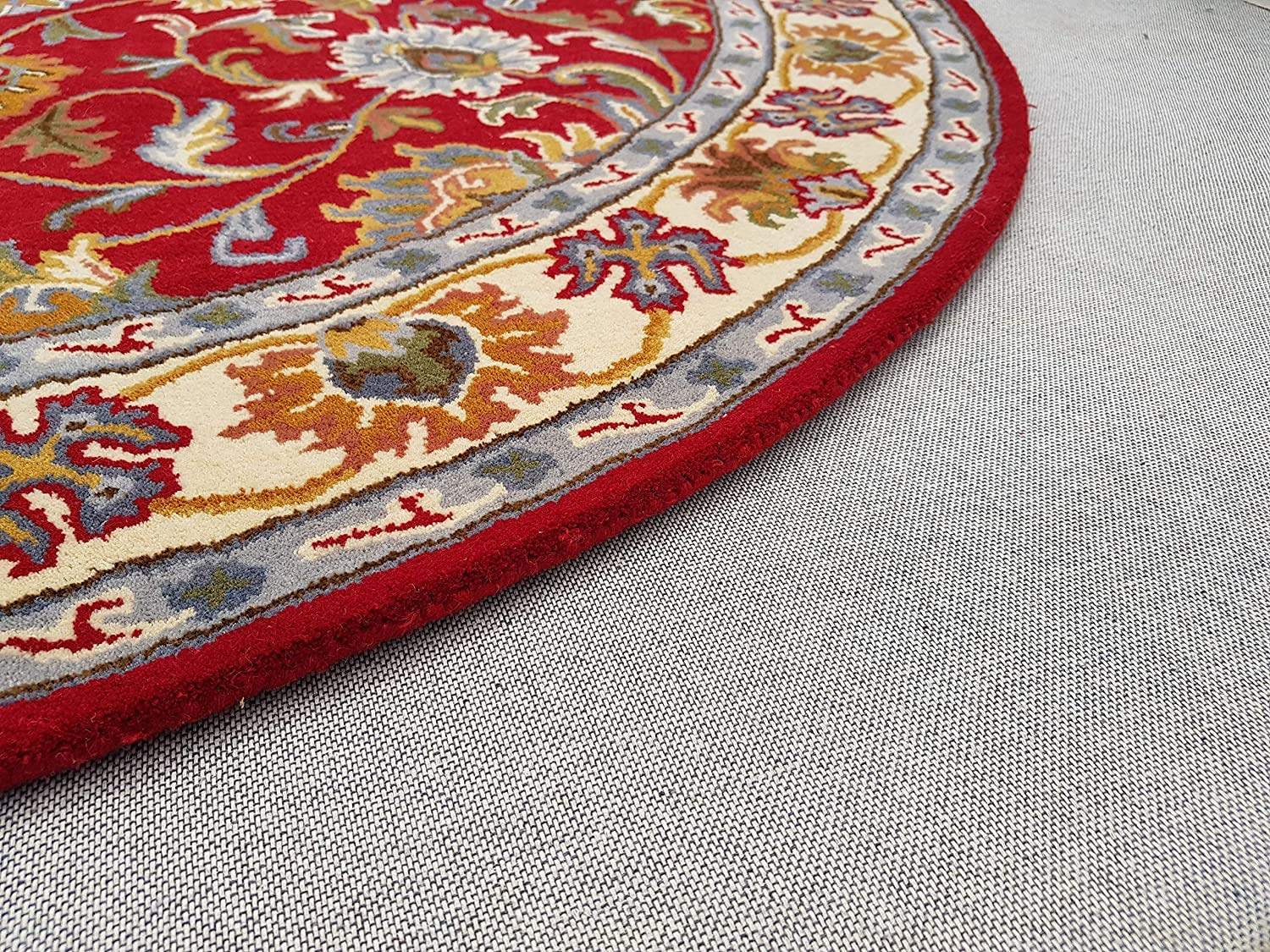 Export Quality Handmade Floral Woollen Round Carpet for Living Room