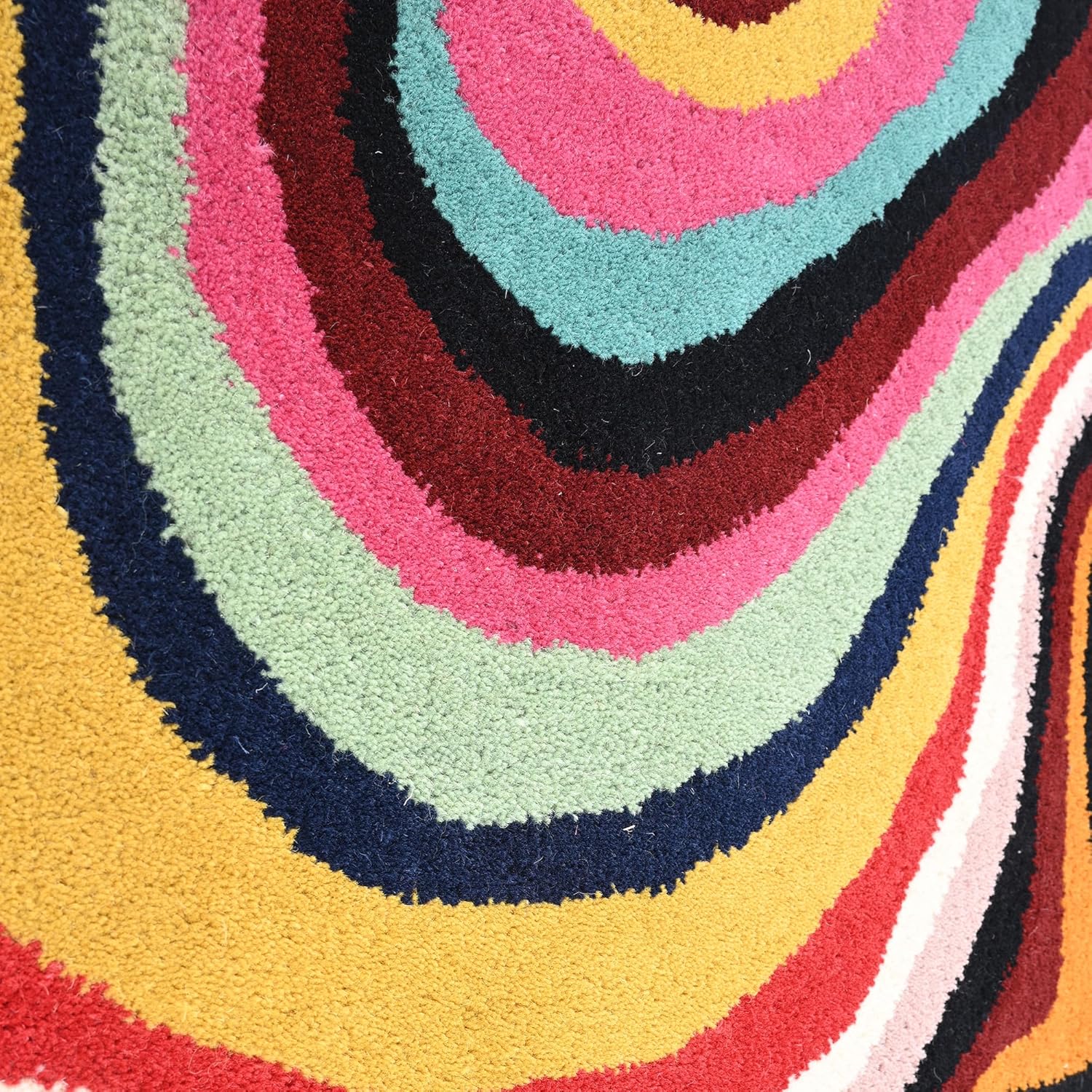 Irregular Shaped Handmade Wool Rug | Modern Colourful Stripe Premium Area Rug Perfect for Home Decor