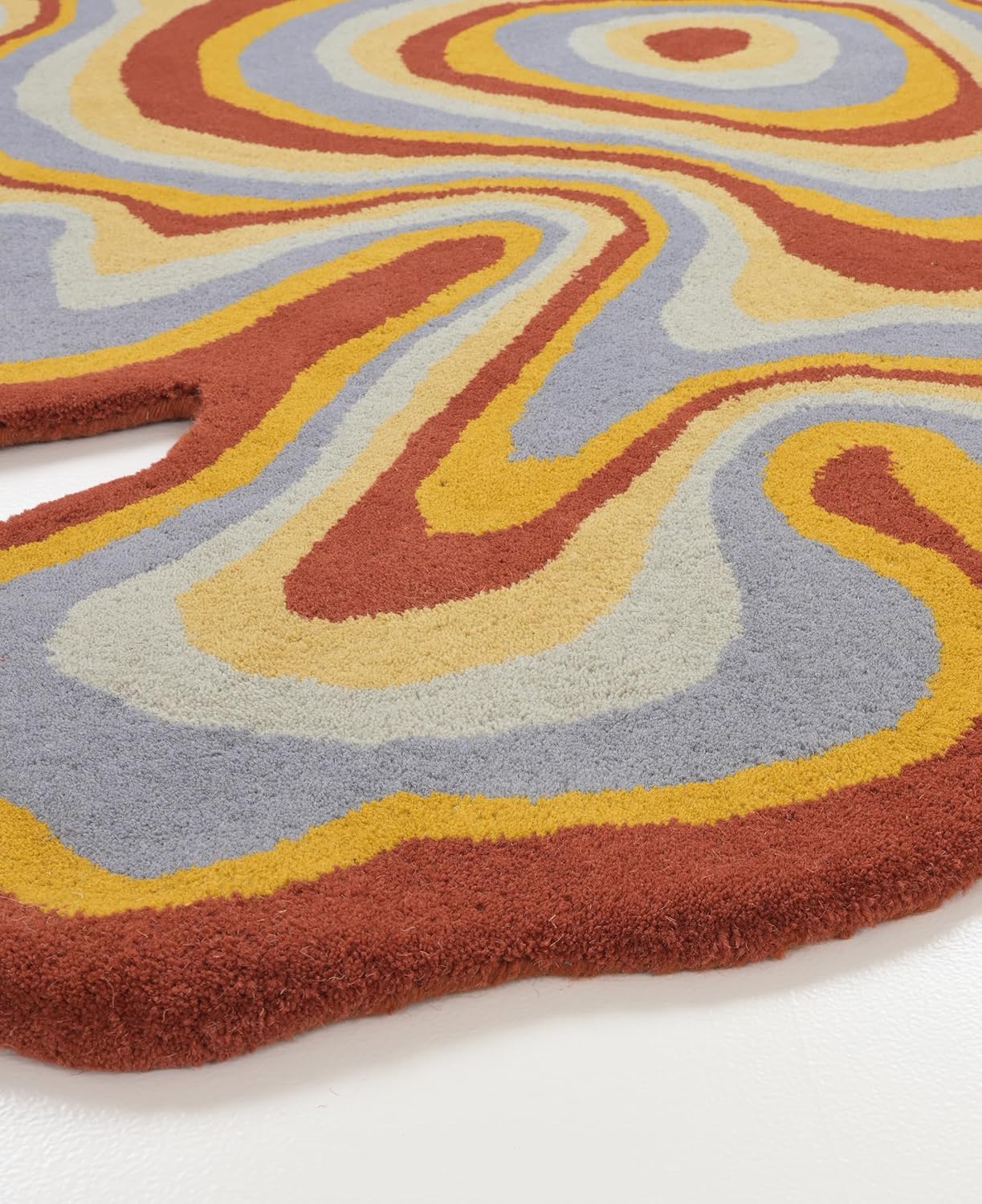 Irregular Shaped Handmade Wool Rug | Modern Colourful Stripe Premium Area Rug Perfect for Home Decor