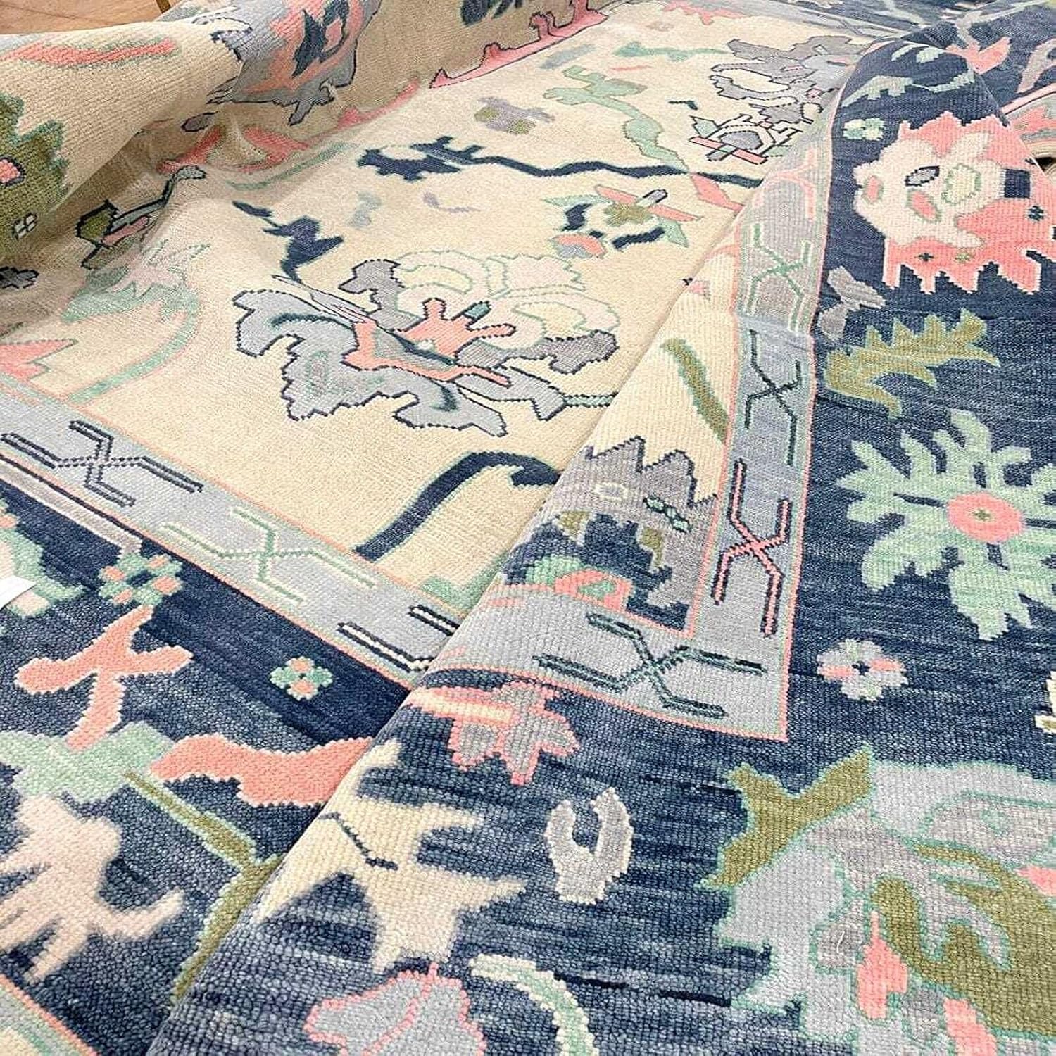 Hand Knotted Oushak Rug for Living Room, Dining Room, Office, Bedroom, Hand Knotted Wool Rug