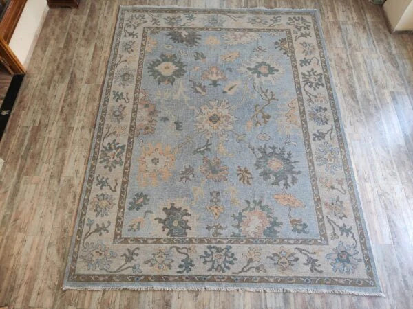 Hand Knotted Oushak Rug for Living Room, Dining Room, Office, Bedroom, Hand Knotted Wool Rug