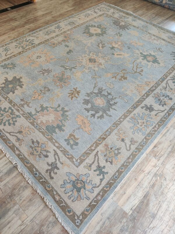 Hand Knotted Oushak Rug for Living Room, Dining Room, Office, Bedroom, Hand Knotted Wool Rug