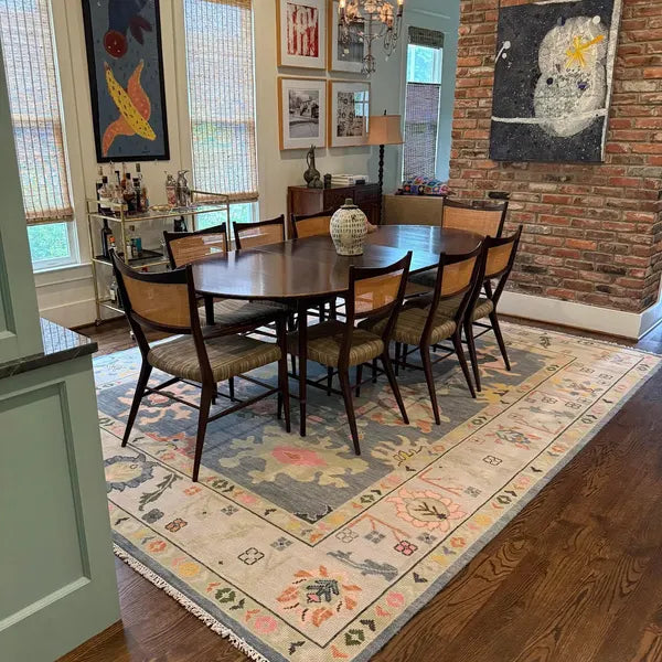 Hand Knotted Oushak Rug for Living Room, Dining Room, Office, Bedroom, Hand Knotted Wool Rug