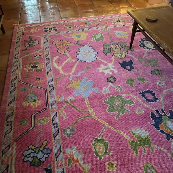 Hand Knotted Oushak Rug for Living Room, Dining Room, Office, Bedroom, Hand Knotted Wool Rug