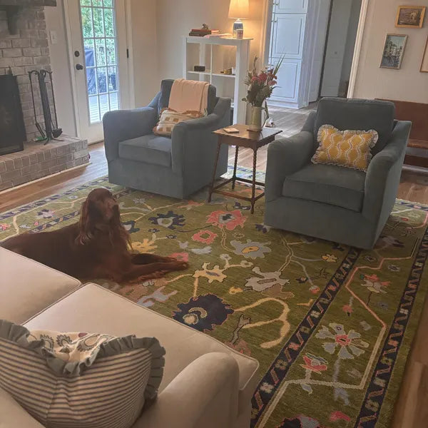 Hand Knotted Oushak Rug for Living Room, Dining Room, Office, Bedroom, Hand Knotted Wool Rug