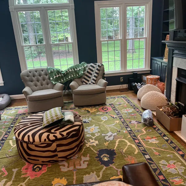 Hand Knotted Oushak Rug for Living Room, Dining Room, Office, Bedroom, Hand Knotted Wool Rug