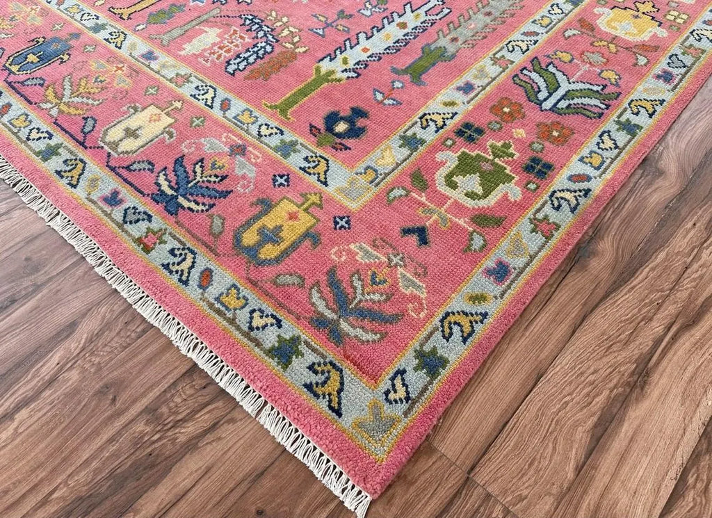 Hand Knotted Oushak Rug for Living Room, Dining Room, Office, Bedroom, Hand Knotted Wool Rug