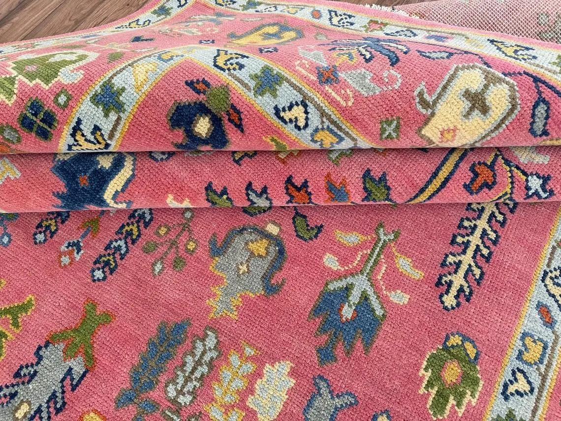 Hand Knotted Oushak Rug for Living Room, Dining Room, Office, Bedroom, Hand Knotted Wool Rug