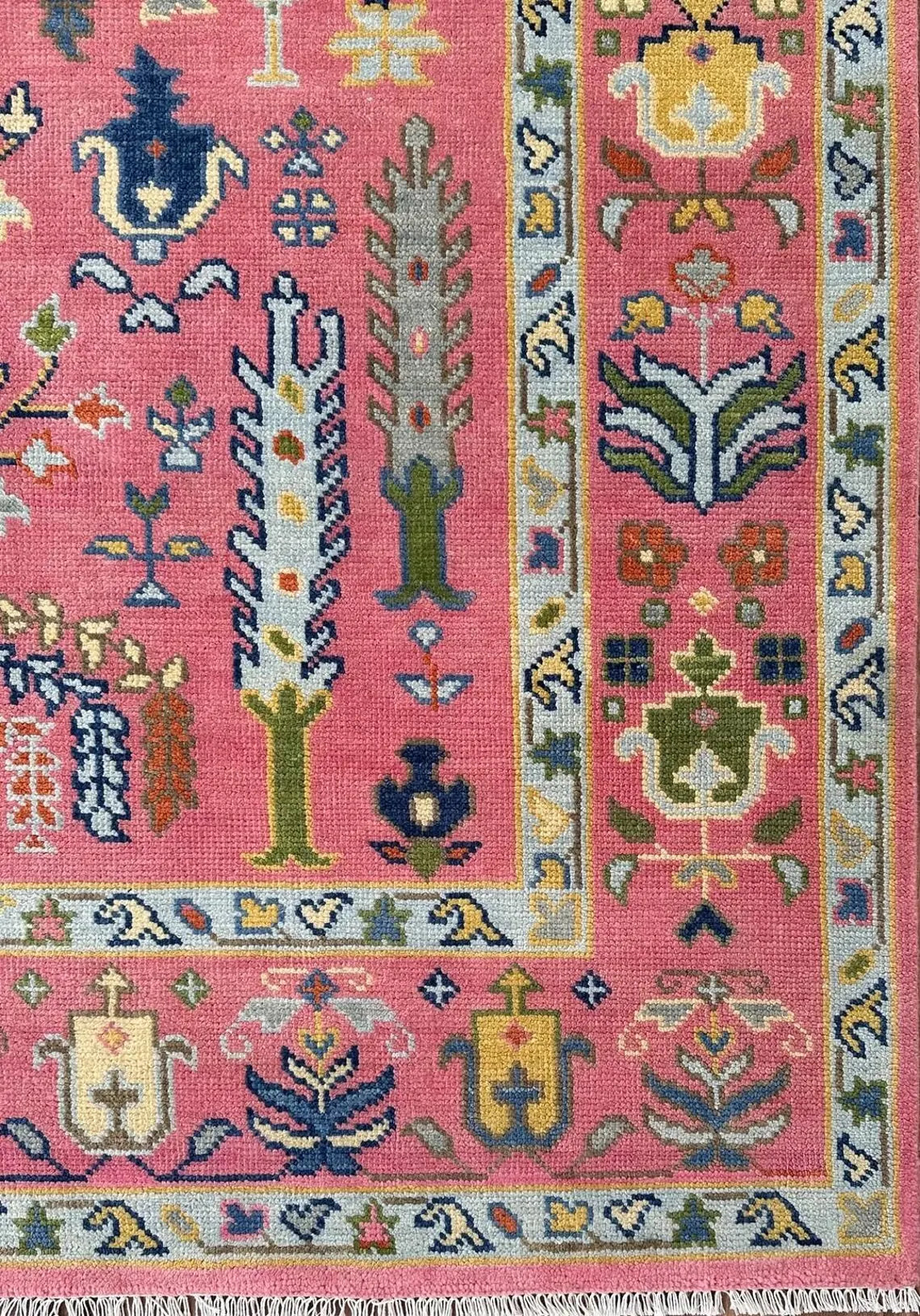 Hand Knotted Oushak Rug for Living Room, Dining Room, Office, Bedroom, Hand Knotted Wool Rug