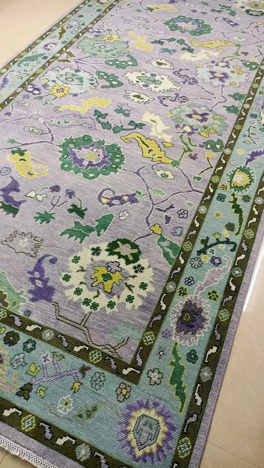 Hand Knotted Oushak Rug for Living Room, Dining Room, Office, Bedroom, Hand Knotted Wool Rug