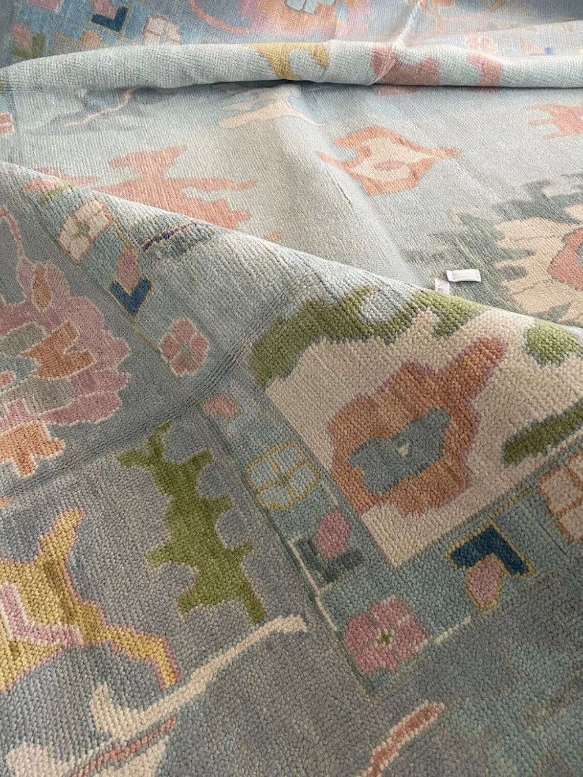 Hand Knotted Oushak Rug for Living Room, Dining Room, Office, Bedroom, Hand Knotted Wool Rug